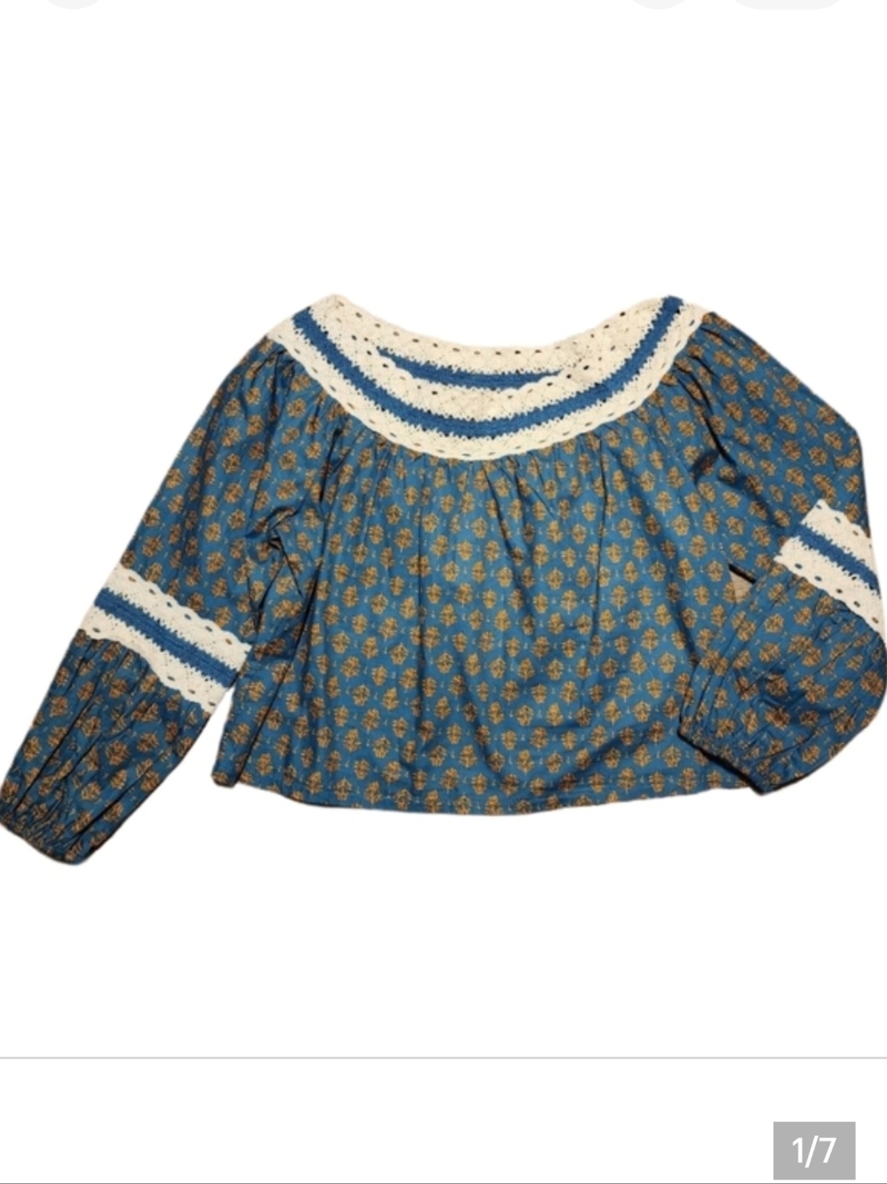 NWT Luna‎ Moon Off The Shoulder Floral Peasant Crop Top Women's Medium